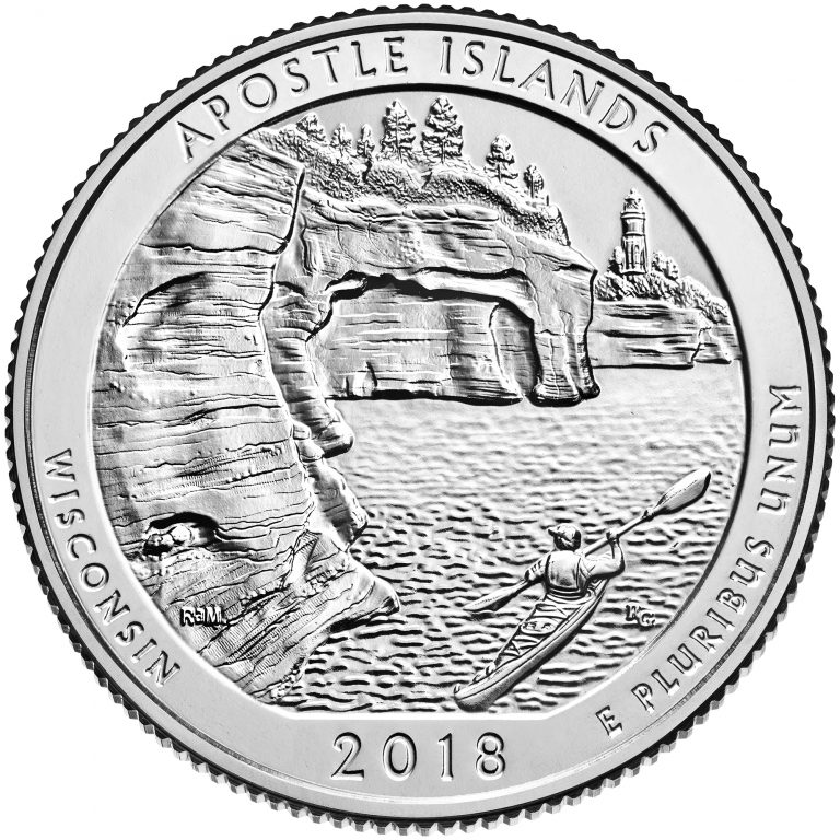 2018 Apostle Islands Wisconsin Quarter reverse sculpt