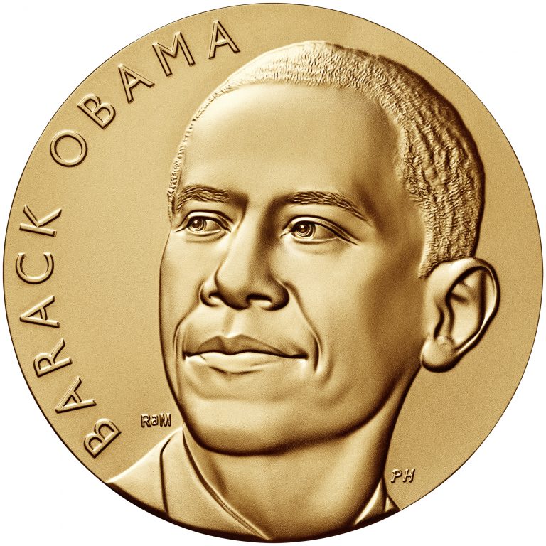 Barack Obama Term 1 Presidential Bronze Medal obverse sculpt