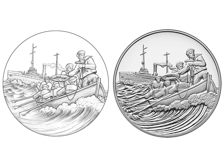 2018 World War I Centennial Coast Guard Medal obverse design and sculpt