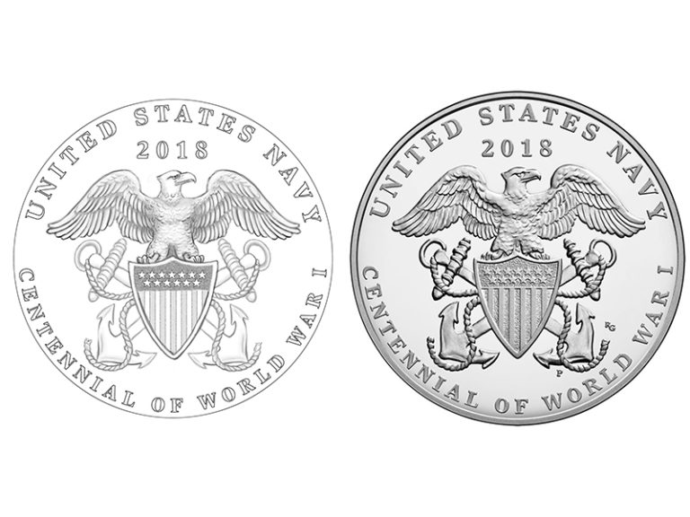 2018 World War I Centennial Navy Medal reverse design and sculpt